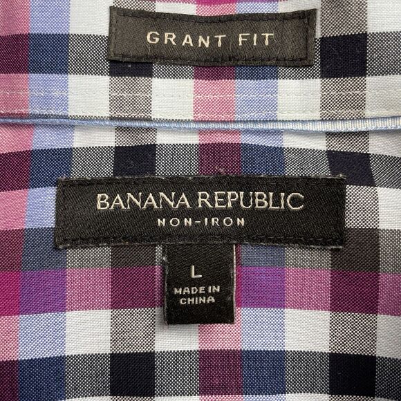 Banana Republic Long Sleeve Button Up Check Multicolor -L - Picture 5 of 8